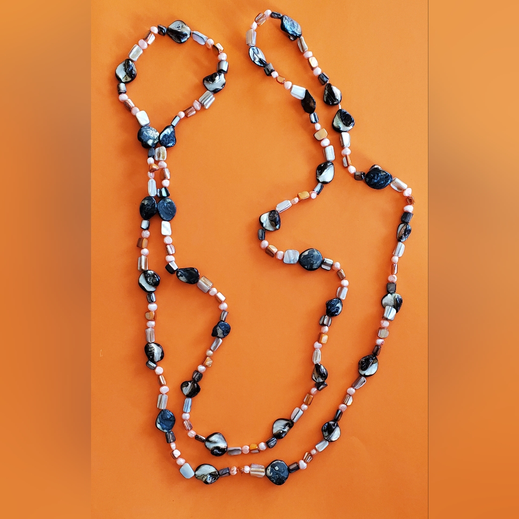 Extra Long Beaded Necklace Fall Colors 10$